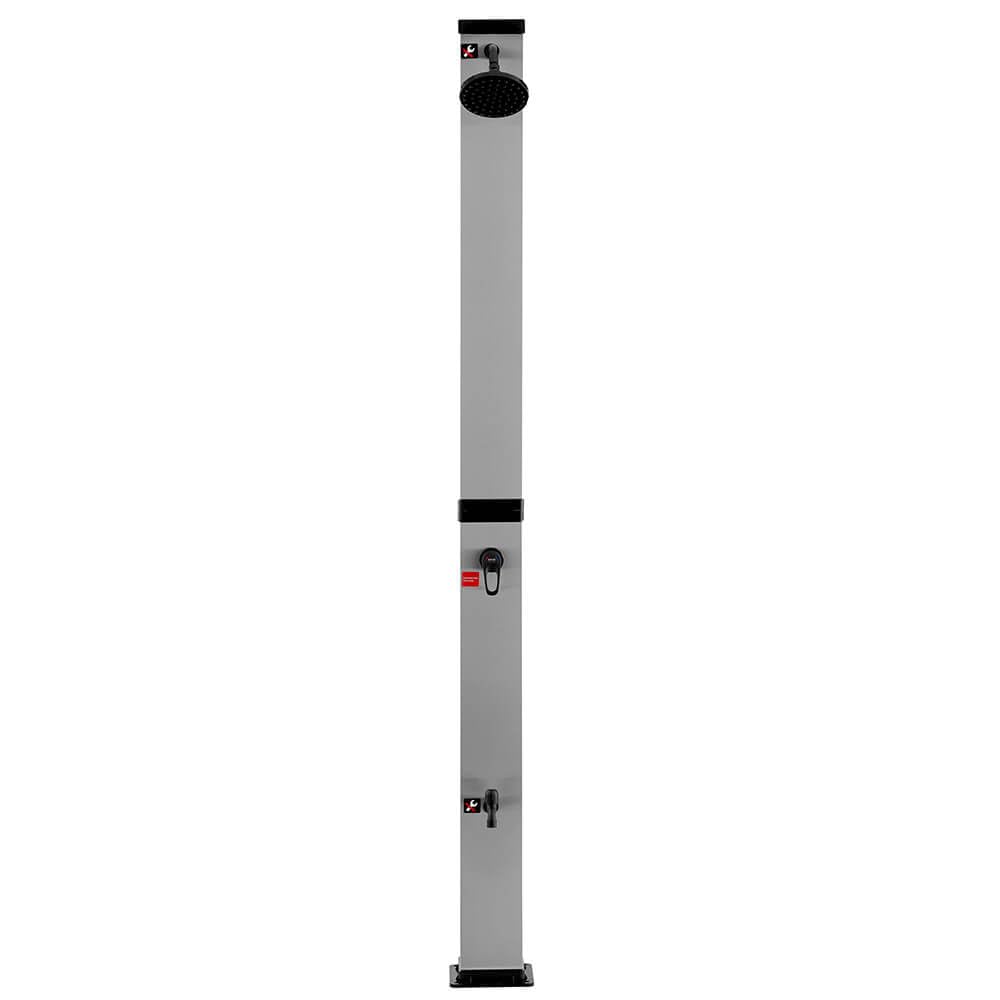 Home Deluxe - Douche Solaire Olymp - Réservoir d'eau de 40 l, Douche de Pied intégrée, PVC, Nickel brossé/Noir, Montage Facile I Douche de Jardin Douche extérieure Douche Solaire Jardin Douche