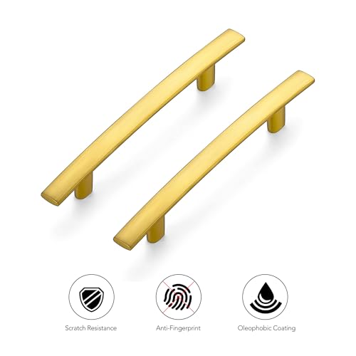 Image of Ravinte 30 Pack Cabinet Handles Brushed Brass Cabinet Pulls Kitchen Cabinet Handles,Curved Drawer Pulls in 6 Inch Length with 3.75 Inch Hole Center Arch Kitchen Cabinet Hardware