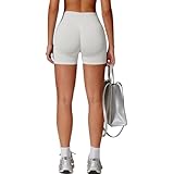 JN JANPRINT Womens Running Gym Cycling Shorts Hidden Scrunch Bum Butt Lifting High Waisted 4.5" Seamless Booty Shorts White - Image 4