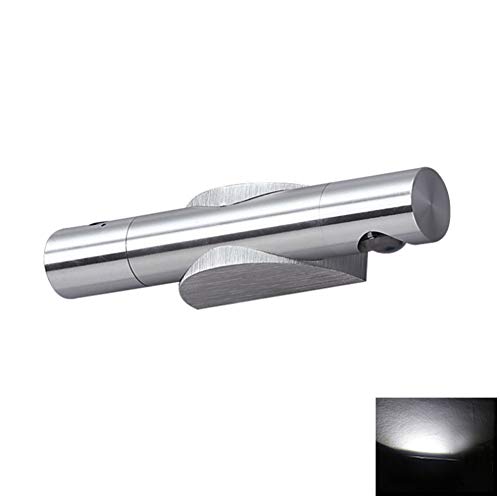 UXELY Lámpara LED de Pared 360 Grados Ajustable Lámpara de Pared con Ángulo de Apertura Moderna Lámpara de Pared de Aluminio Decoración para Salón Dormitorio Pasillo Escaleras Baliza, Plata, Blanco