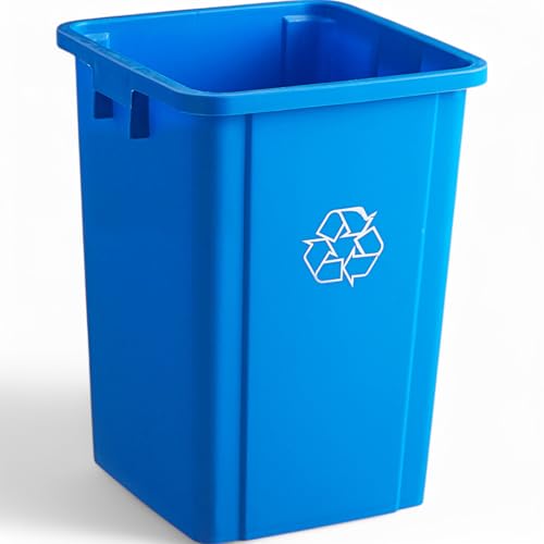 Image of 19 Gallon Blue Square Plastic Trash Can, Commercial Use