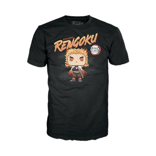 Funko Boxed tee: Demon Slayer - Rengoku - Small - (S) - Guardianes de la Noche - Camiseta, Franela - Ropa - Idea Manga Corta para Adultos Hombres y Mujeres