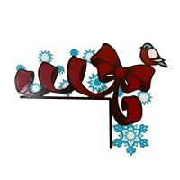 ADERTOS 4 Decorazioni Natalizie In Legno Per Angolo Porta – Kit Con Adesivi Per Telaio Porta, Finestra E Parete – Tema Festivo Rosso E Verde