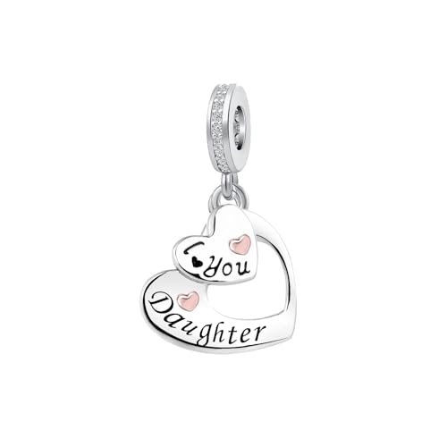 KunBead I Love You Heart Dangle Charms Compatible with Pandora Bracelet Necklace for Mom Daughter Grandma Granddaughter Nana Auntie Wife Sister Best Friend2