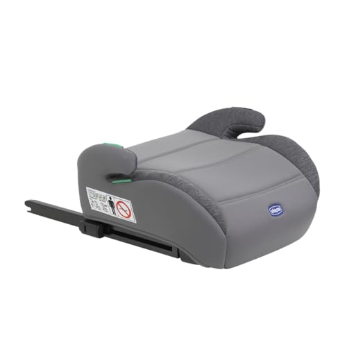Chicco Quasar Fix i-Size, Kinderautositz 7-12 Jahre (126-150 cm), Gewicht 23-36 kg, Gruppe 3, einfach einzubauen mit Isofix-System, mit gepolsterten Armlehnen und komfortablem Sitz, Grau