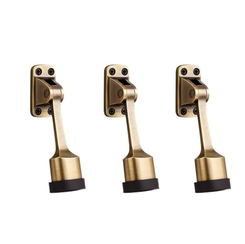 Image of Luxury Door Stopper in Gold | Heavy Duty Metal Door Stops for Home Office | Anti Slip Decorative Door Holder | Modern Gold Finish Door Stop Set for All Floors (Set of 3)
