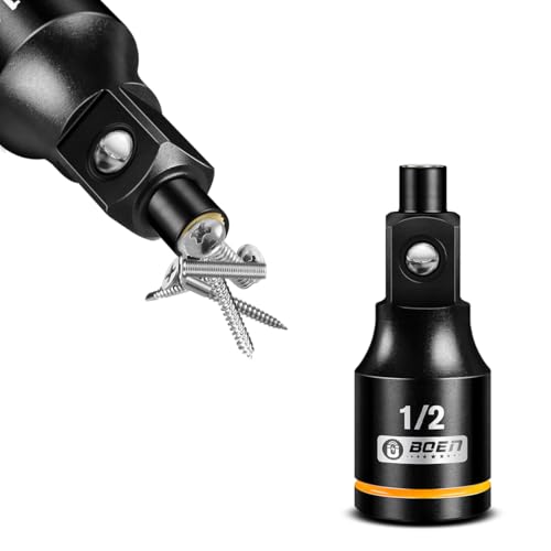 boen Magnetic Socket Extension, 1/2″ Drive Magnetic Socket Adapters for Keep Bolts, CR-MO Steel Extension Bars with Magnetic Tips