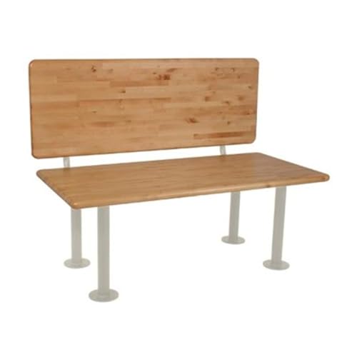 Wisconsin Bench - LBSMP12096-96W x 12D x 1.25 Hardwood Locker Bench w/ 3 Almond Pedestals Kit
