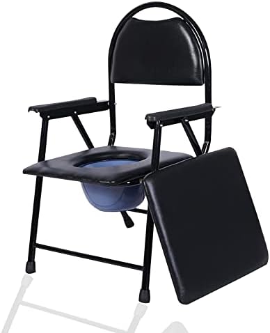 Bedside Commodes for Seniors, Portable Toilet for Adults with Potty Folding Commode Chair with Armrests Backrest, Adult Potty Chair for Home, Elderly, Disabled, Pregnant Woman, Hold Up to 330 lbs