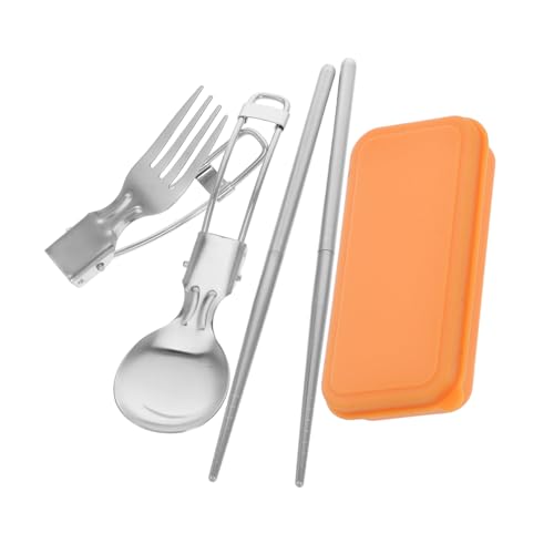 LOEFLIFA 折りたたみ式ステンレス製食器 箸スプーンフォーク 大人用 携帯便利 ポータブルケース付き キャンプ ピクニック 旅行 オフィス用