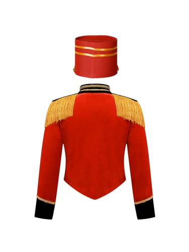 Aislor Kids Girls Circus Ringmaster Outfits Tassel Jacket Coat Halloween Marching Band Drummer Uniform with Hat2