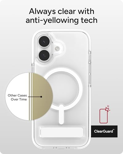 Image of ZAGG Santa Cruz Snap Case with Kickstand for iPhone 17 - White, Drop Protection (13ft /4m), MagSafe Charging Compatible, ClearGuard Anti-Yellowing Technology, Scratch Resistant Phone Case