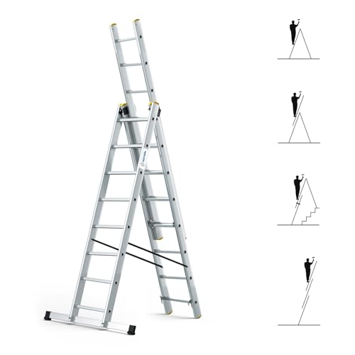 Escalera Transformable 3 Planos StablePro de aluminio con 3x8 peldaños HOSTRÖM extensible 2