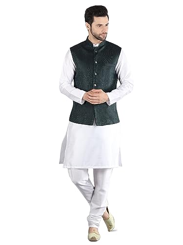 Image of Uri and MacKenzie Men's Silk Blend Kurta Pajama with Designer Ethnic Nehru Jacket /Modi Jacket