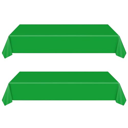 yayafunfun 2 Pcs Nappes Vert Jetables, Grand 137 * 274cm Nappe Rectangulaire, Imperméables, Nappe Plastique Couverture de Table pour Anniversaire de Enfants Adultes, Fêtes, Saint-Patrick Noël, Pâques