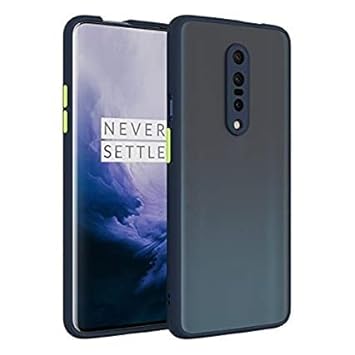 BAUG Compatible Oneplus 7 PRO Hybrid Matte Finish Smoke Case with Full Camera Lens Protection|Soft Side Bumper Frame Original Fit Translucent Back for One Plus 7 Pro [Anti-Slip Grip] (Blue)