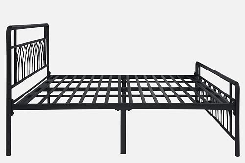Image of Jexx Metal King Size Bed Without Storage | Wrought Iron Double Bed with Headboard & Footboard | Sturdy Powder Coated Platform Bed King Size Cot for BedroomLivingRoom Black (75x72)
