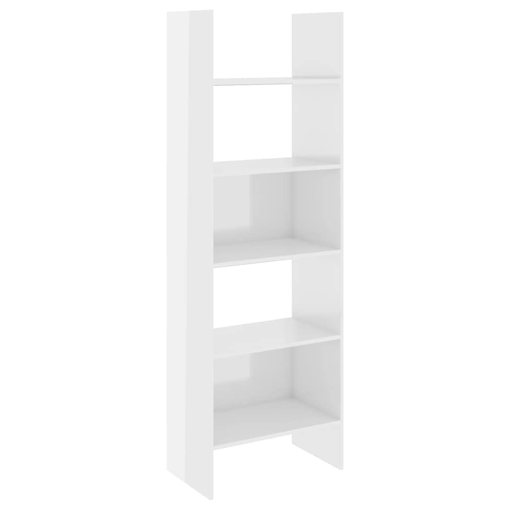 vidaXL Estantería Estantes Estudio Salón Decoración Libros Librero Librería Biblioteca Alacena Armario de Contrachapada Blanco Brillante 60x35x180 cm