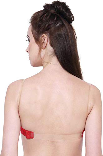 Image of Brachy Women Cotton Nylon Spandex Padded Underwire Strapless Backless Invisible Clear Transparent Back Push up Bra with (Free Extra Transparent Strap)