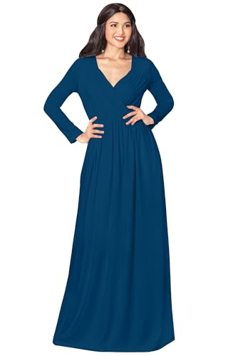 Image of KOH KOH Womens Long Sleeve Empire Cocktail Elegant Evening Versatile Maxi Dress