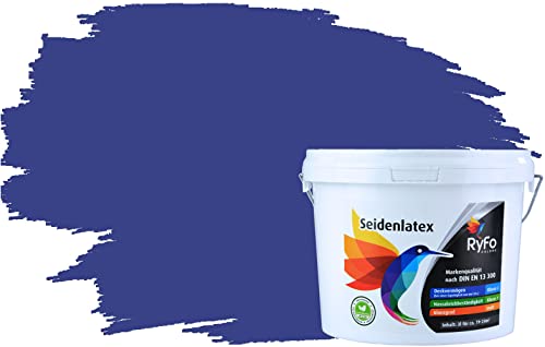 RyFo Colors Seidenlatex Trend Blautöne Royalblau 3l - bunte Innenfarbe, weitere Blau Farbtöne und Größen erhältlich