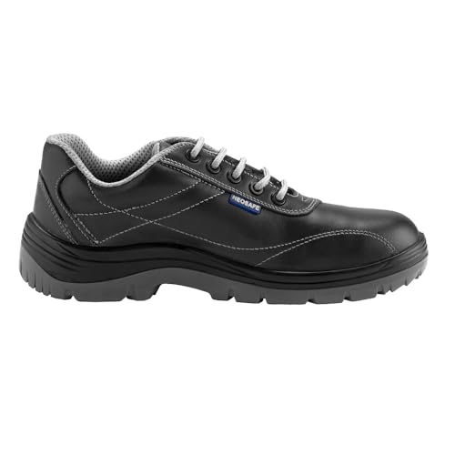 Image of NEOSAFE A1081, Leather Safety Shoes in Executive Look, Breathable and Lightweight, Metal-Free Composite Toe with ISI Marking, Black, Size 6