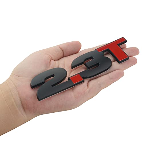 Image of 2Pc 2.3T Emblem Trunk Fender 3D Badge Sticker 3M Adhesive Replacement for Mustang (Black Red)