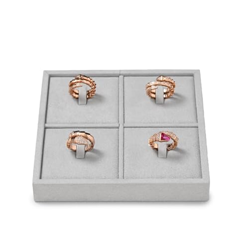 Microfiber 4 Slots Jewelry Pendant Display Tray Jewelry Necklace Organizer Display Tray Professional Display Props(Beige-01)