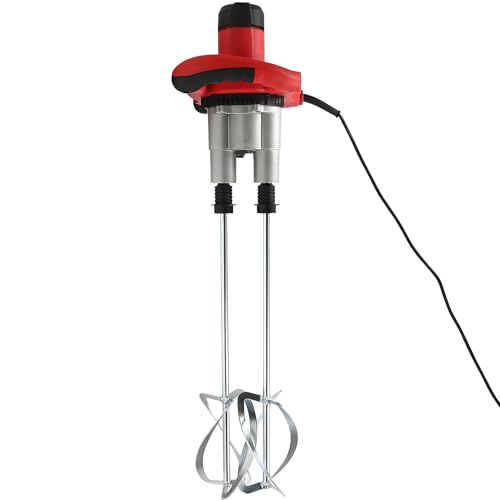 BANGBANGJI Bétonnière électrique Professionnelle à Double pales de 2 800 W, malaxeur à mortier électrique à 6 Vitesses avec Doubles tiges pour Ciment, plâtre et matériaux de Construction