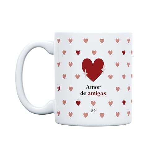 UO Taza de regalo con mensaje Amor de amigas, regalo original para amigas, 350 ml, Cerámica UO Taza de regalo con mensaje Amor de amigas, regalo original para amigas, 350 ml, Cerámica
