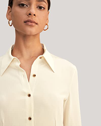 LilySilk Pure Silk Shirt Womens 18 Momme Classic Blouse with Puff Sleeve and Pleated Back for Casual or Business2