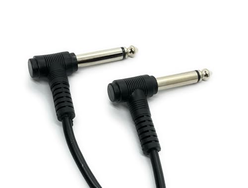 Ome Audio Right Angled 6.35mm Jack to 6.35mm Jack (Male-To-Male) TS Mono Cable For Electric and Bass Guitars, Amplifiers, Keyboards, Synthesizers, Guitar Pedals, Audio Effects Units etc. (1m)