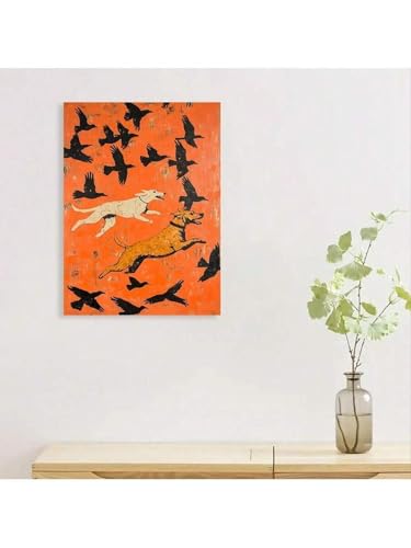 Affiche sur toile abstraite d'animaux en mouvement 80x120 cm sans cadre pour salon