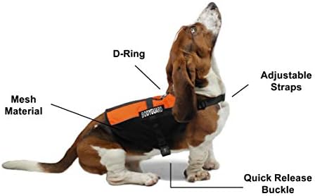 Dogline 13 to 16" Maxaire Multi-Purpose Mesh Vest for Dogs and 2 Removable Bodyguard Patches, Small, Orange