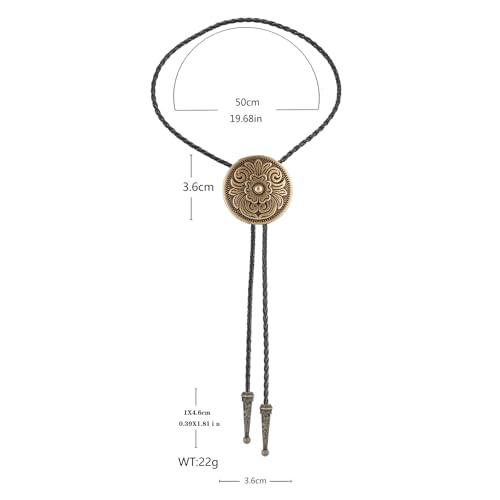 Image of GelConnie Floral Bolo Tie for Men Womens Bolo Tie Necklace Native American Black Men's Bolo Ties Western Cowboy Bolero Ties