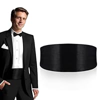 HekouJiub Kummerbund Schwarz Satin Kummerbund Herren für Satin Hemd Herren Formelle Veranstaltungen Breit Halloween Verstellbar Kummerbunde mit Gummiband für Hochzeit Abschlussbälle