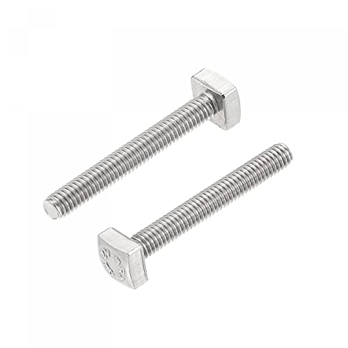 uxcell Square Head Bolt, 2pcs M4x30mm Fully Thread 304 Stainless Steel Grade C Square Machine Screws