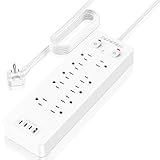 P&P&P&St Surge protector power strip with overload and lightning strike protection,equipped with 10 outlets and 1USB-A+3TYPE-C charging ports,20W MAX, sufficient 5 Ft flat plug power cord,UL certified