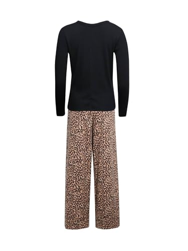 Pyjama côtelé léopard en coton majoritaire extensible coupe droite - 4