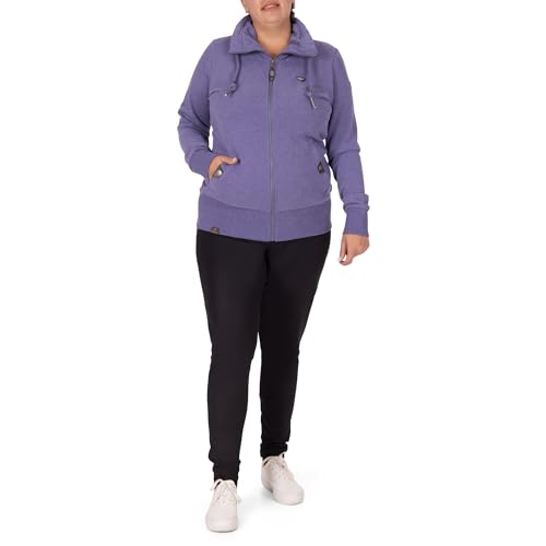 Ragwear Rylie Zip Plus Damen Frauen Kapuzenpulli,Zip Hoodie,Sweatjacke,Stehkragen,Seitentaschen,Blau,48