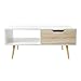 Table Basse Table Basse Moderne Table Basse Table TV rectangulaire avec étagère Ouverte et tiroir Table d'appoint avec Pieds en Bois pour Salon, Chambre, 100 x 50 x 44 cm, Blanc
