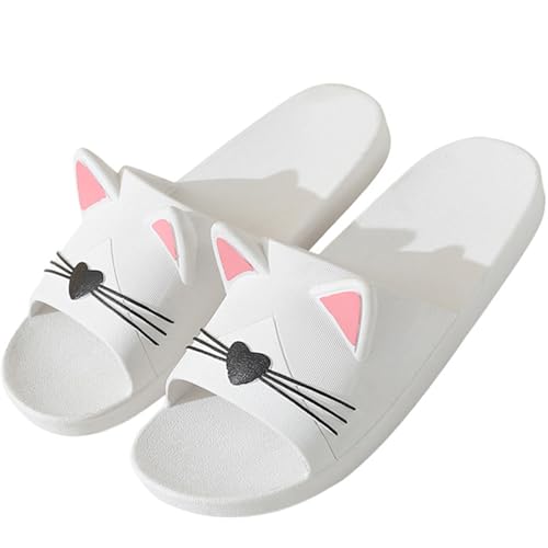 Acfoda Sommer Badelatschen Damen Hausschuhe mit Katze Slide Dusch...