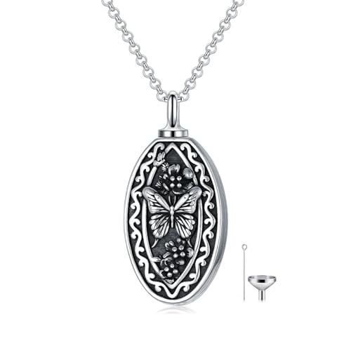 925 Sterling Silver Memorial Jewelry Urn Necklaces for Ashes, Photo Locket Necklace that Holds Picture