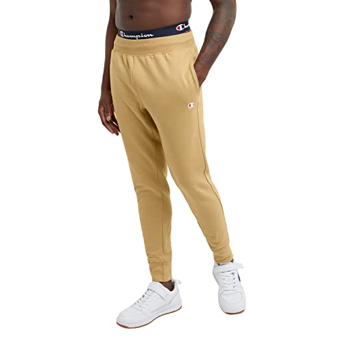 Champion Calça de moletom com trama reversa, calça lounge, calça jogger masculina, logotipo C bordad