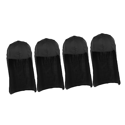 BESPORTBLE Men's Cycling Sun Hat 4pcs Cooling Skull Caps Polyester Windproof Sun Shade Neck Protection Perfect for Outdoor Activities Black