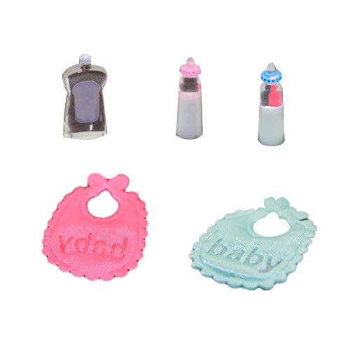 NarutoSak Doll House Accessories, Miniature Doll House Kids Girl Toy Play House Baby Bibs Milk Bottle Lotion Gift, Doll House Furnishings, Christmas Birthday Gift for Girl