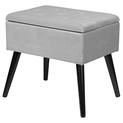 eSituro Ottoman Storage Bench Chest Padded Footstool Linen Pouffe Chair Light Grey Bed End Bench Shoe Bench Children Toy Box Stool Milking Stool Cover