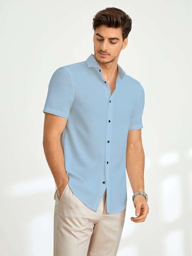 Image of TAGDO Men's Casual Shirt|| Solid Shirt|| Half Sleeve (5160)