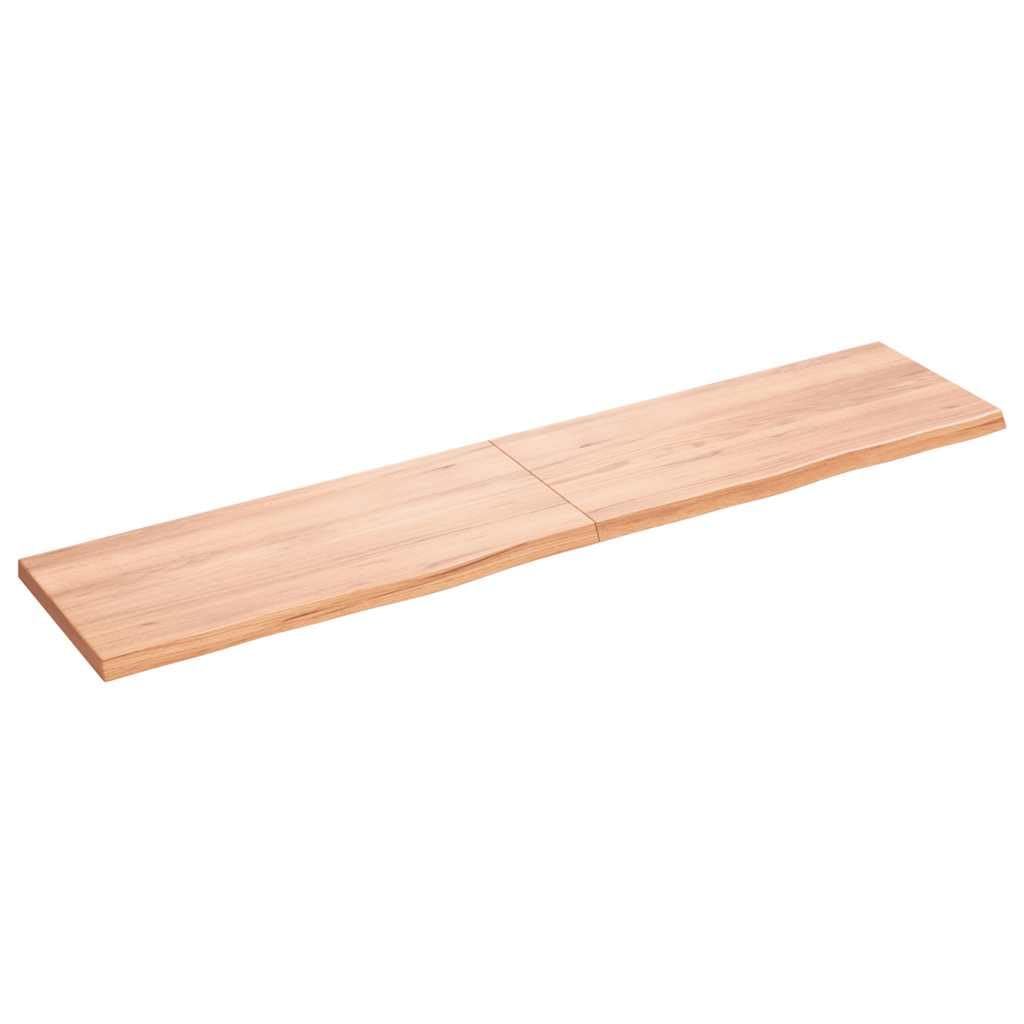 vidaXL Light Brown Solid Oak Wood Bathroom Countertop 70.9"x15.7"x(0.8"-1.6"), Live-Edge, Varnished Finish, Handmade Design, Versatile Use, 63.5lb Max Load