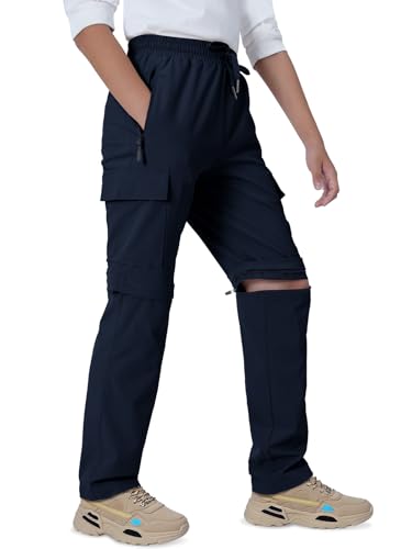 Image of Boys Convertible Hiking Pants Kids Zip Off Scout Pants Youth Teen Boy Quick Dry Outdoor Fishing Waterproof Lightweight 4-18Y